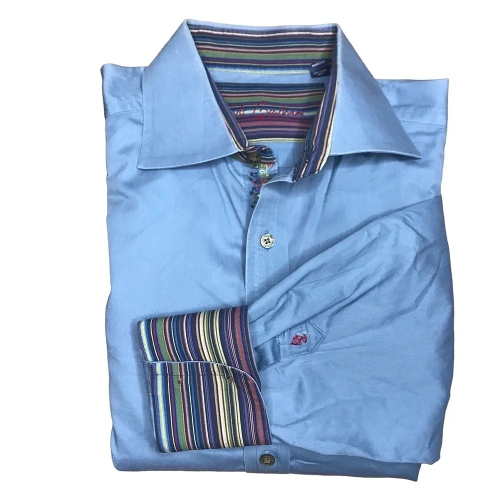 Robert Graham Men's Blue Button Down Shirt Sz: XL